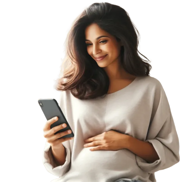 pregnant woman looking at mobile